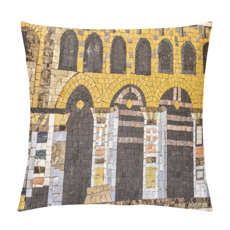 Personality  Detailed Roman Mosaic Displaying Intricate Architectural Designs With Arches. This Historical Artwork Captures The Elegance And Craftsmanship Of Ancient Roman Civilization, Emphasizing Geometry Pillow Covers