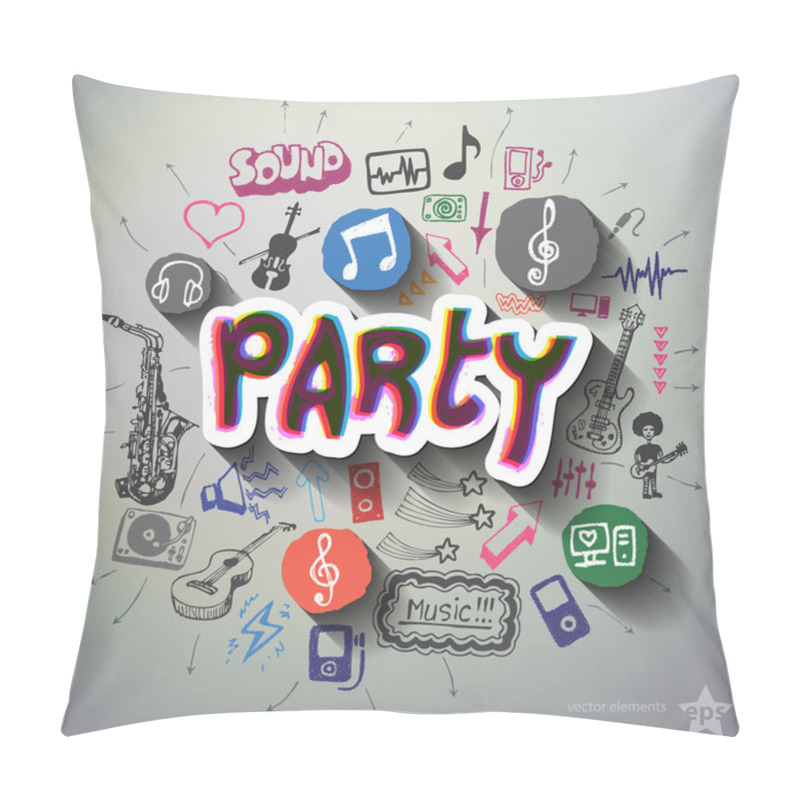 Personality  Music And Entertainment Collage With Icons Background Pillow Covers