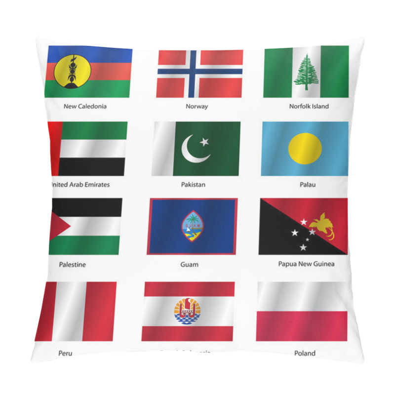 Personality  Set  Flags Of World Sovereign States. Vector Illustration. Pillow Covers