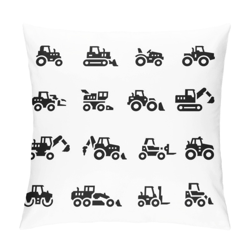 Personality  Set Icons Of Tractors Pillow Covers