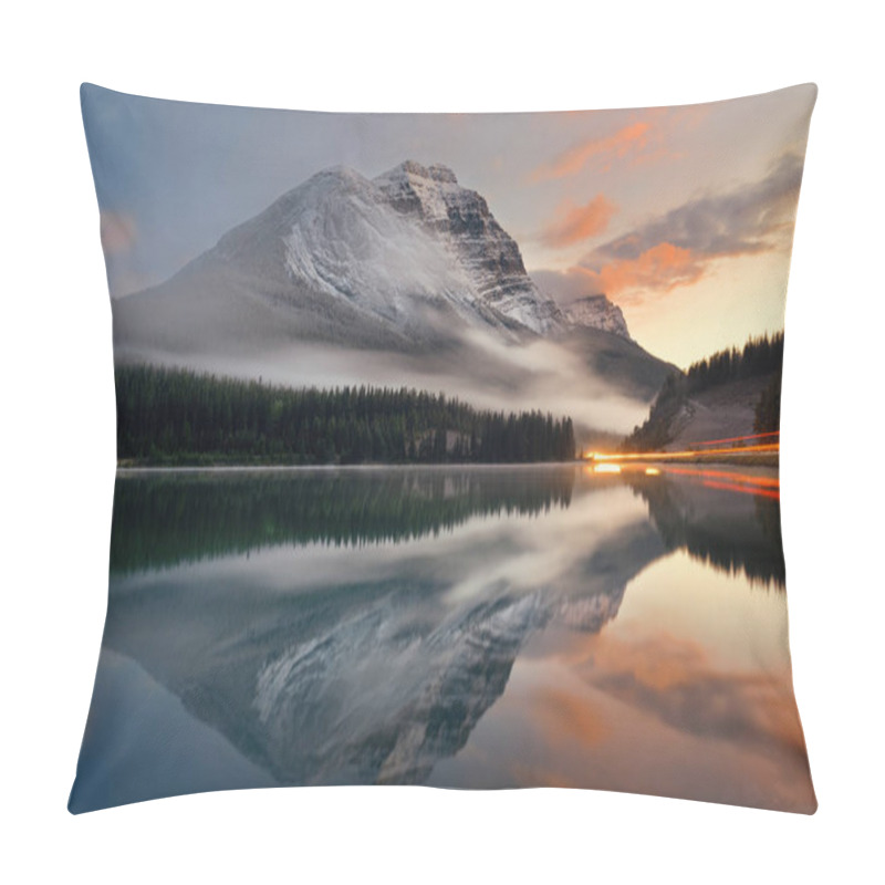 Personality  Mountain Lake And Traffic Light Trail Pillow Covers