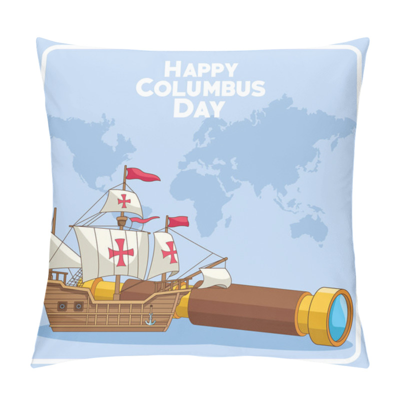 Personality  Old Caravel And Happy Columbus Day Design Pillow Covers