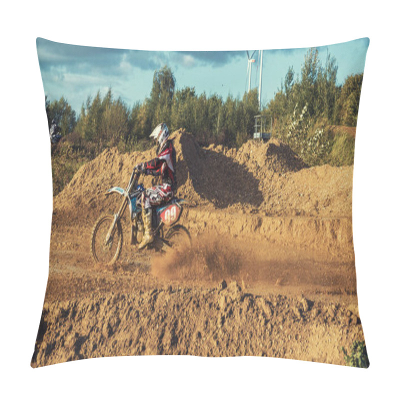 Personality  Motocross MX Rider Riding On Dirt Track Pillow Covers