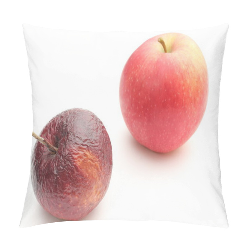 Personality  Fresh And Wrinkled Apples On White Background Pillow Covers