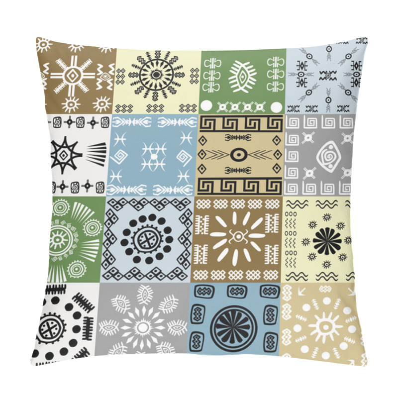 Personality  Tribal Motifs Background In Squares Pillow Covers