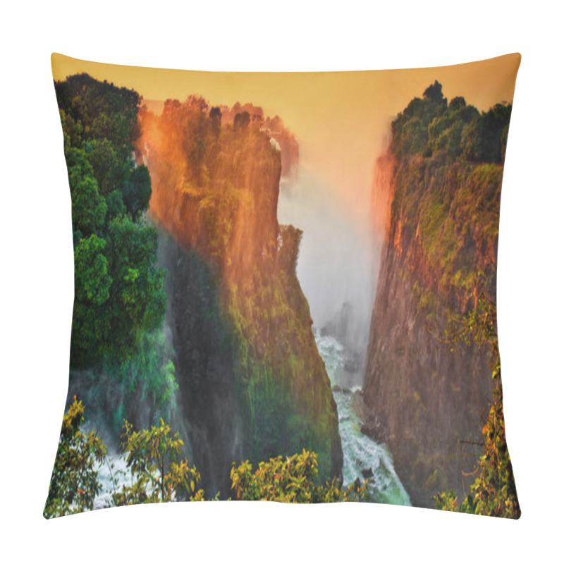 Personality  Early Morning Lights At The Victoria Falls At The Border Of Zimbabwe And Zambia Pillow Covers