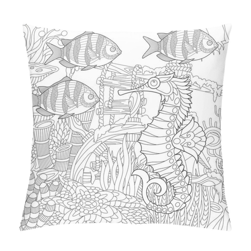 Personality  Zentangle Stylized Aquarium Pillow Covers