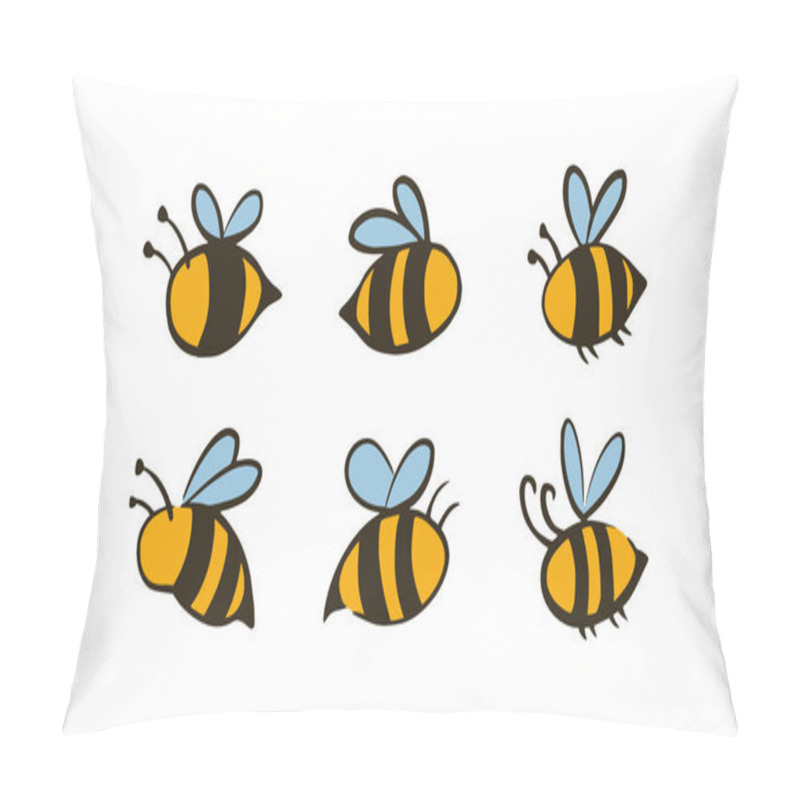 Personality  Cute Bee Icon Logo Cartoon For Honey Products Illustration Design Pillow Covers