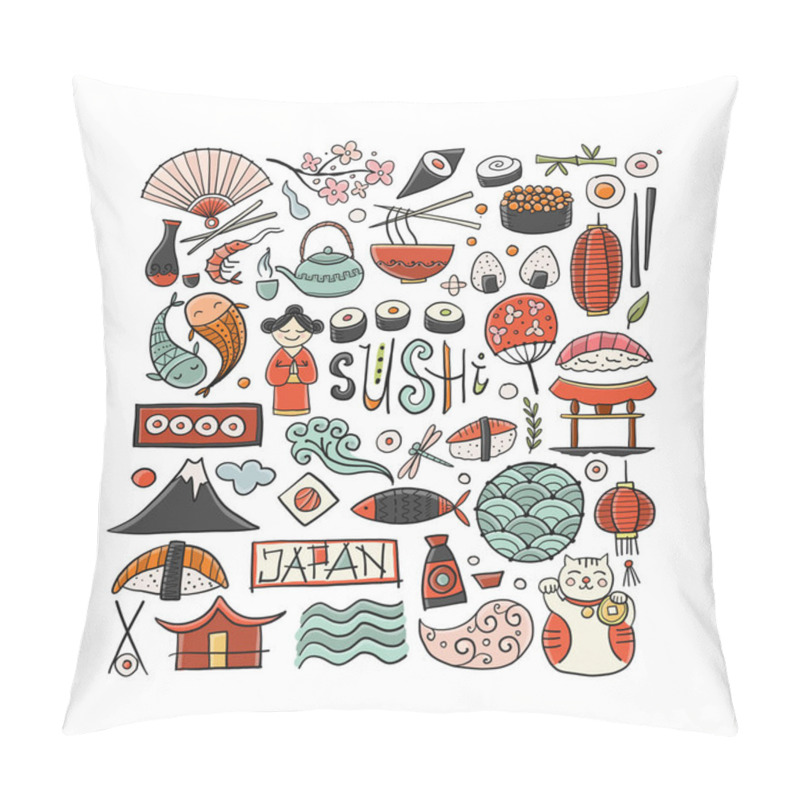 Personality  Japaneese Food And Traditions. Frame For Your Design Pillow Covers