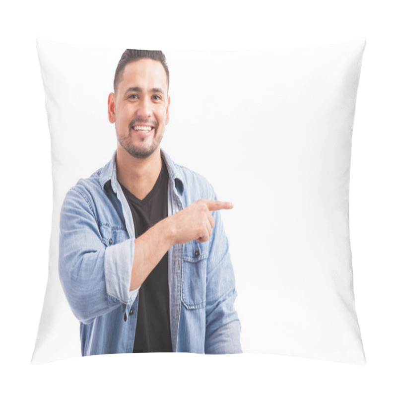 Personality  Guy In Casual Clothes Pointing Pillow Covers