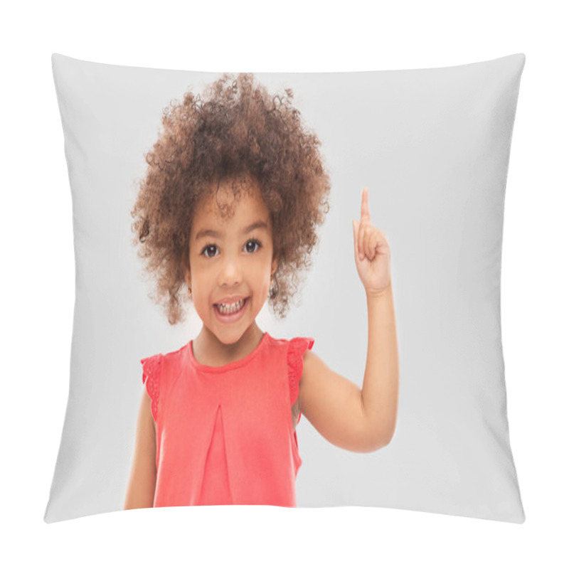 Personality  Little African American Girl Pointing Finger Up Pillow Covers