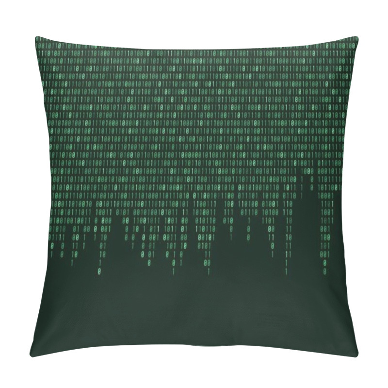 Personality  Binary Code Seamless Vector Texture With Copyspace. Abstract Green Binary Background. Pillow Covers