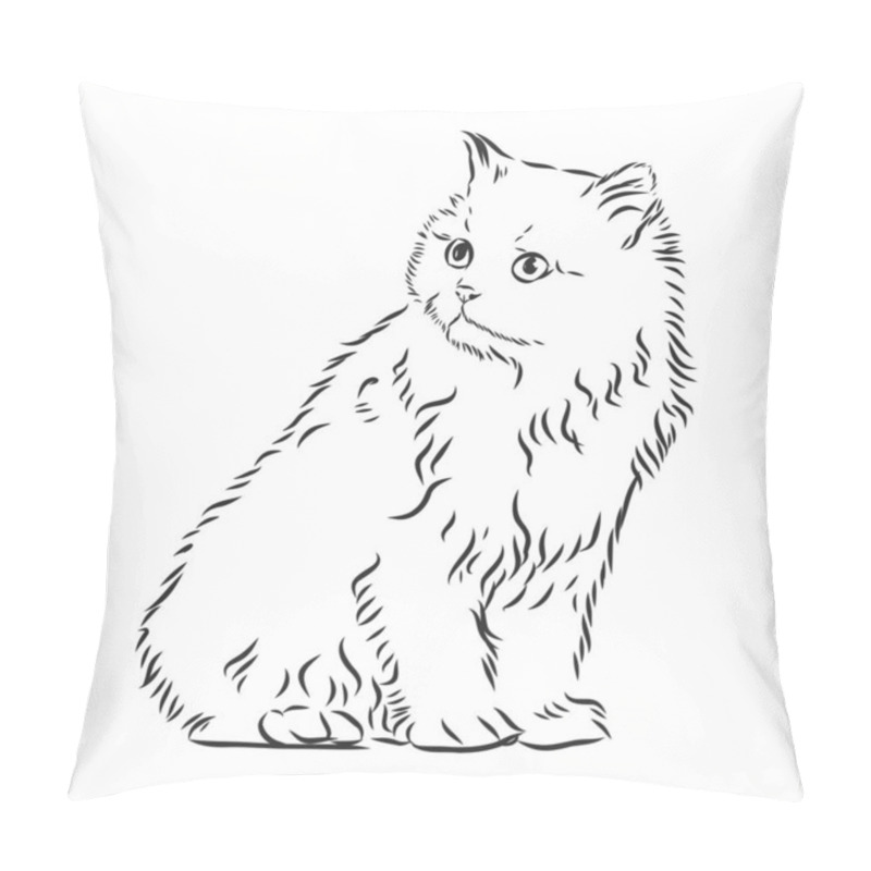 Personality  Hand Drawing Cat. Sketch Kitten, Kitty Top View Pillow Covers