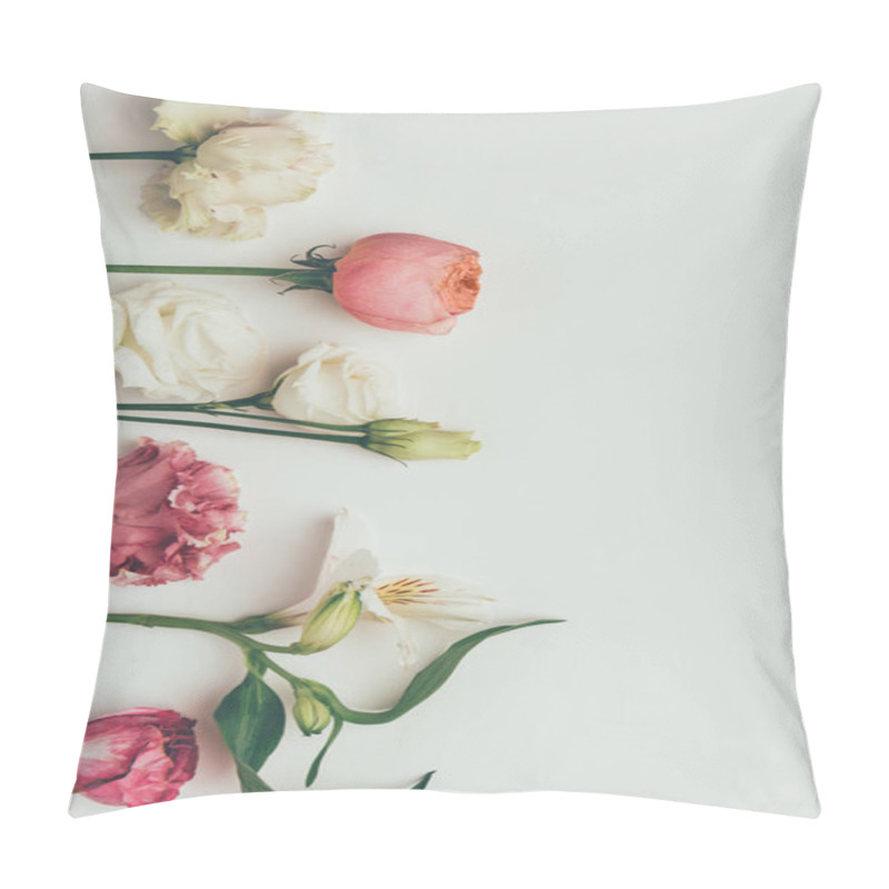 Personality  Beautiful Tender White And Pink Flowers On Grey Background Pillow Covers