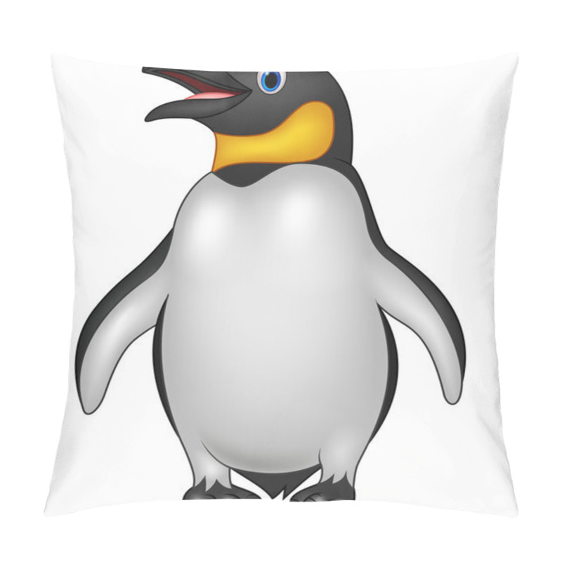 Personality  Cute Emperor Penguin Standing Isolated On White Background Pillow Covers