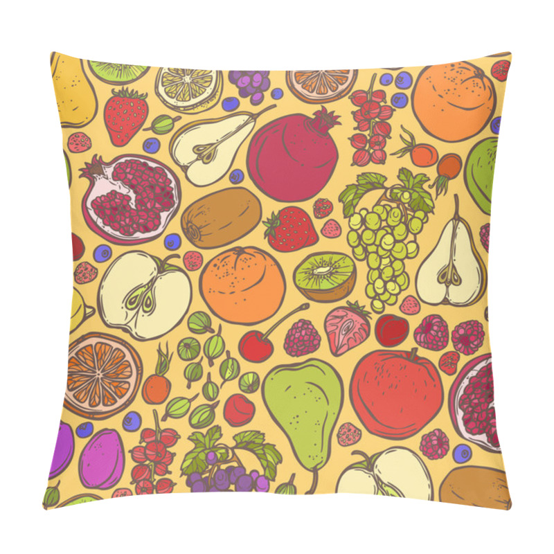 Personality  Fruits And Berries Sketch Seamless Pattern Pillow Covers