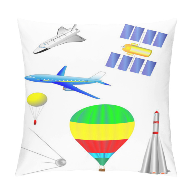 Personality  Astronautics And Space Icons Set. Vector Pillow Covers