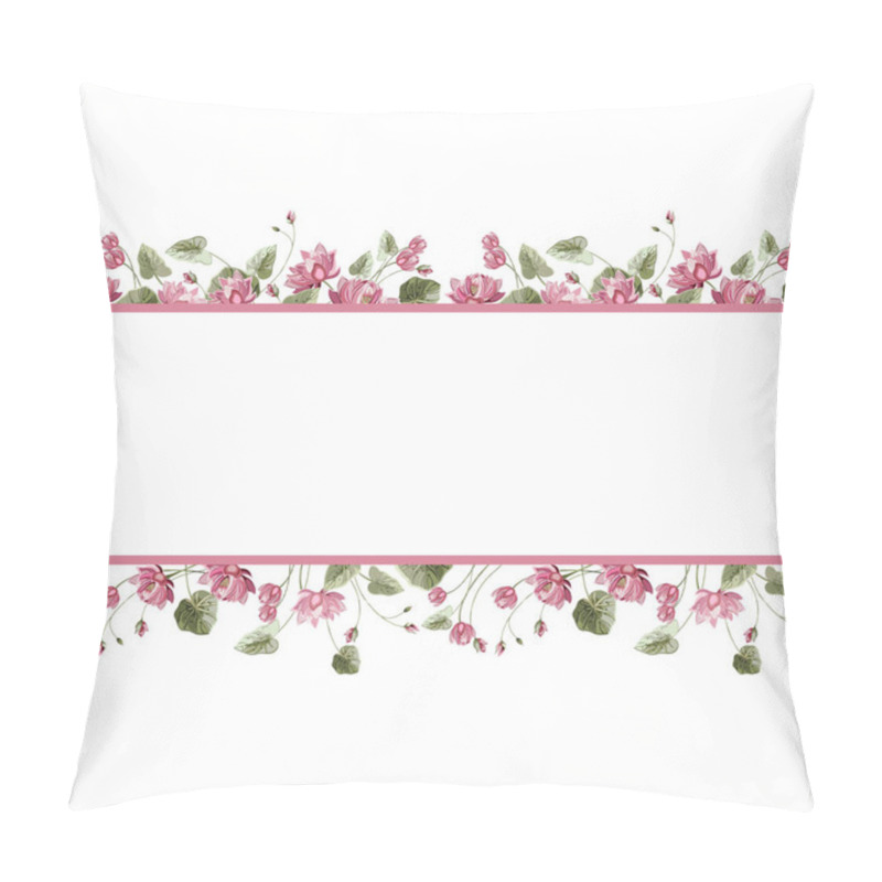 Personality  Frame For Text With Linear Horizontal Seamless Pattern Of Lotus Flowers Pillow Covers