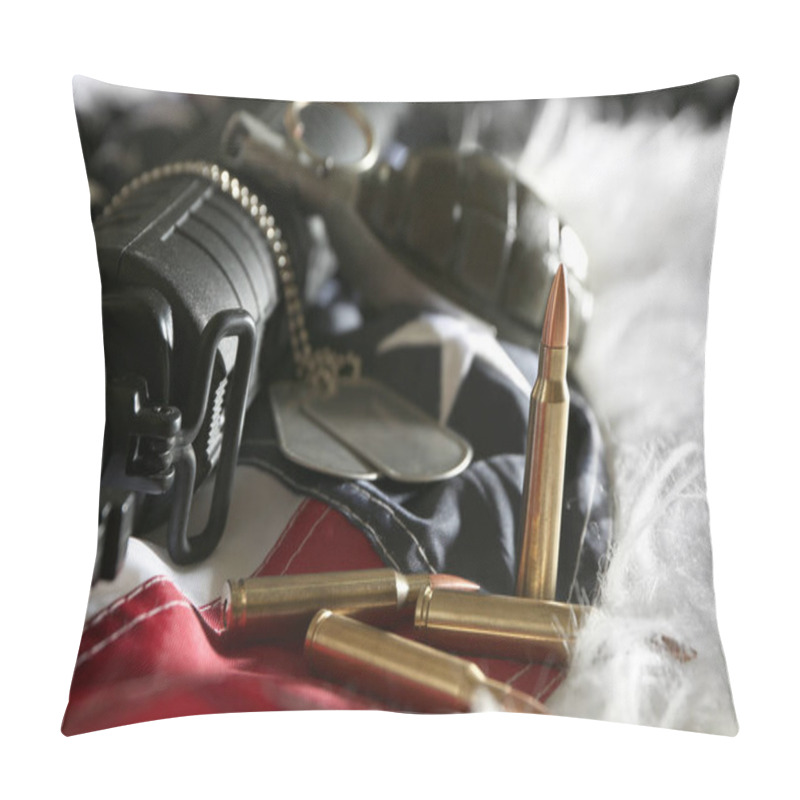 Personality  Military Set On Fur Background Pillow Covers