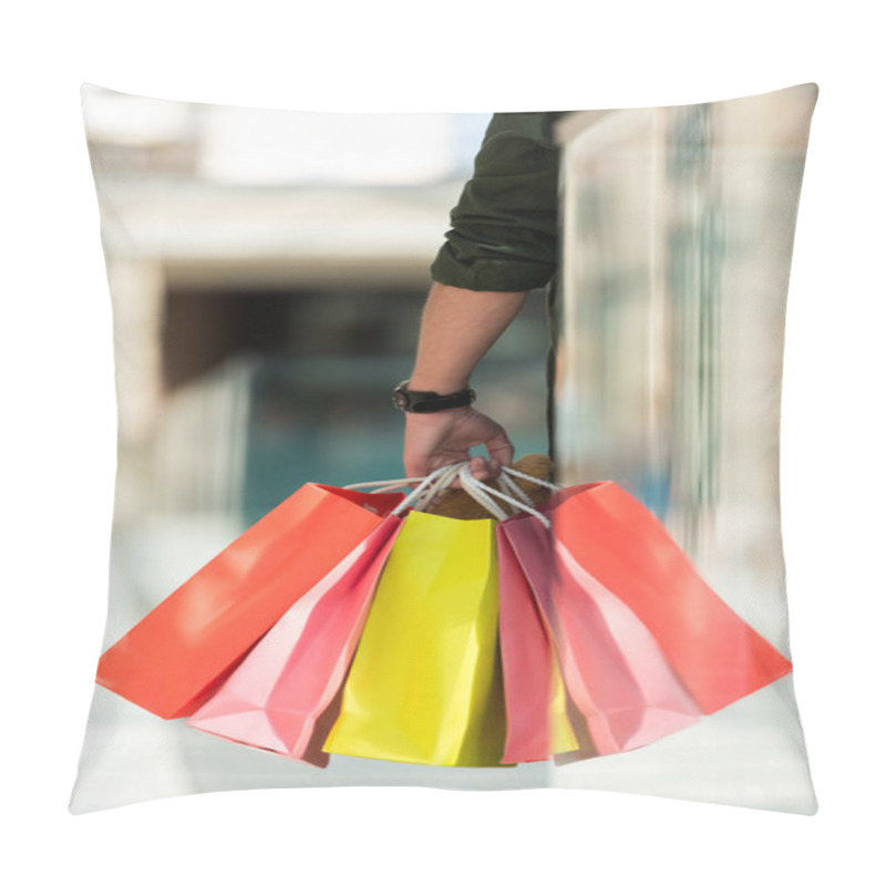 Personality  Man Holding Shopping Bags  Pillow Covers