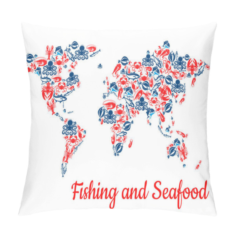 Personality  Fishing And Seafood Fish Vector World Map Pillow Covers