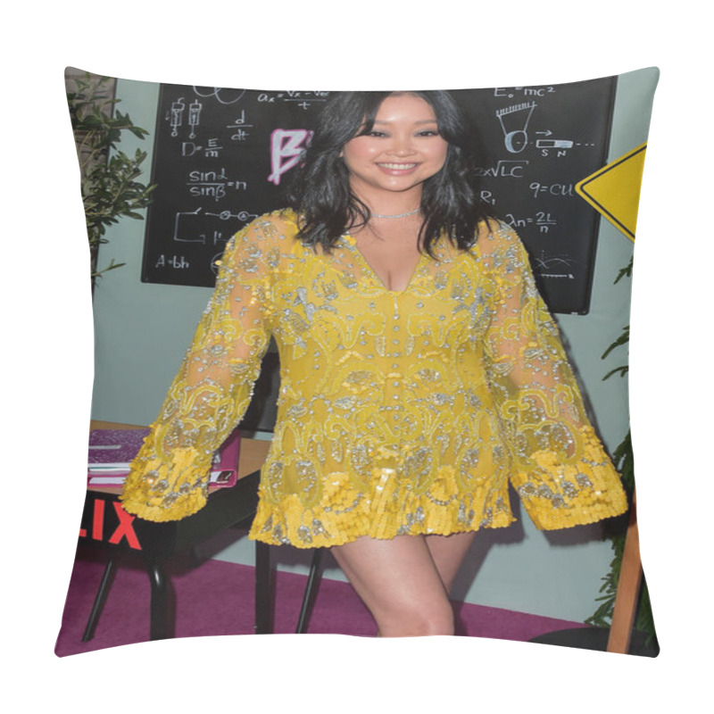 Personality  American Actress Lana Condor Arrives At The Los Angeles Special Screening Of Netflix's 'Boo, Bitch' Held At The Bay Theatre On June 22, 2022 In Pacific Palisades, Los Angeles, California, United States. Pillow Covers