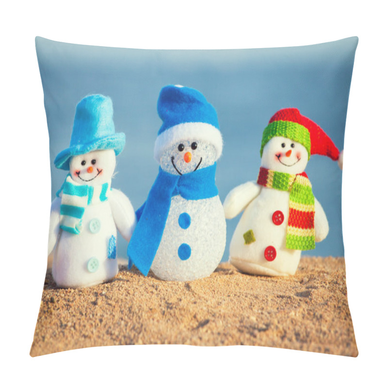 Personality  Snowmans On Sand Pillow Covers