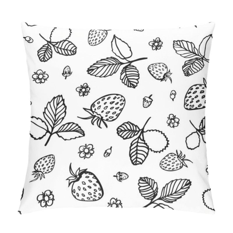 Personality  Line Art Strawberry Graphic Pattern. Modern Summer Repeating Design. Pillow Covers