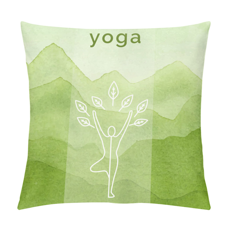 Personality  Poster For Yoga Class With A Nature Backdrop. Pillow Covers