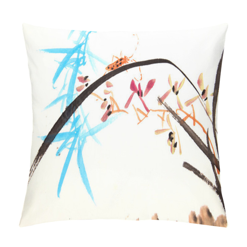 Personality  Ink Orchid Drawing Pillow Covers