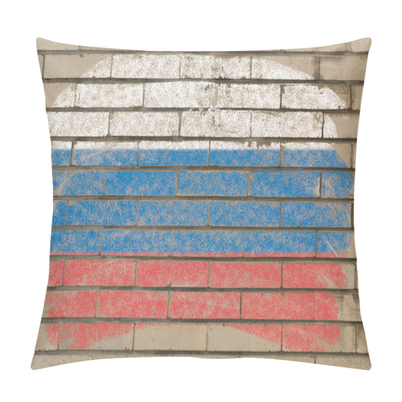 Personality  Flag Of Russia On Grunge Brick Wall Painted With Chalk Pillow Covers