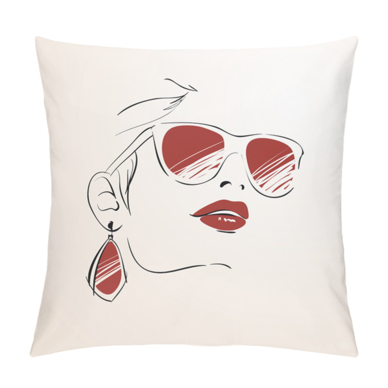 Personality  Sensual Woman Face With Glasses Pillow Covers