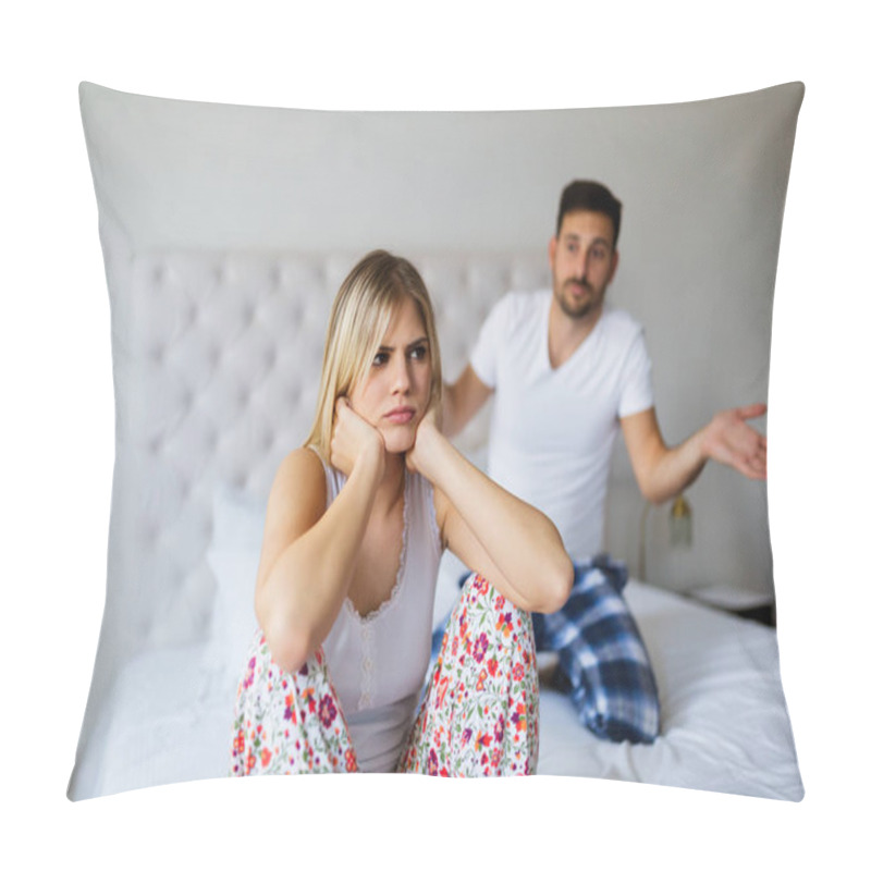 Personality  Young Unhappy Couple Having Problems In Their Relationship Pillow Covers