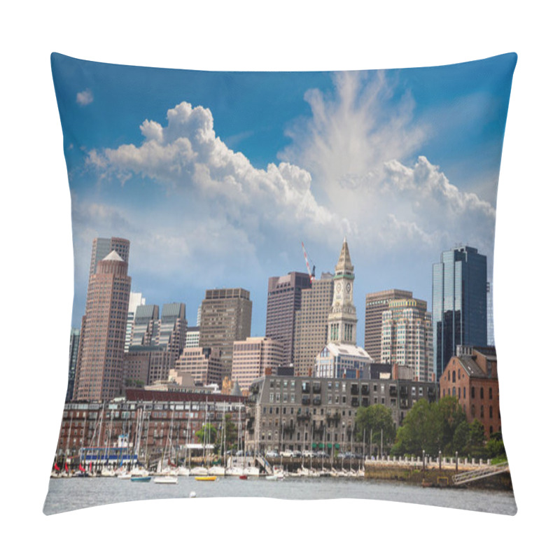 Personality  Panoramic View Of Boston Cityscape In A Sunny Day, USA Pillow Covers