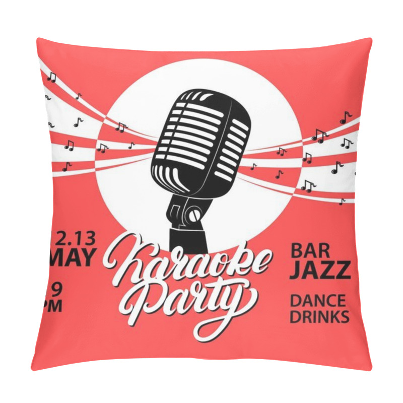 Personality  Karaoke Party Hand Written Lettering. Invitation Poster Design Template. Pillow Covers