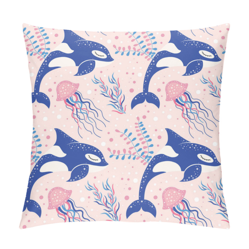 Personality  Cute Marine Pattern With Killer Whale And Jellyfish Pillow Covers