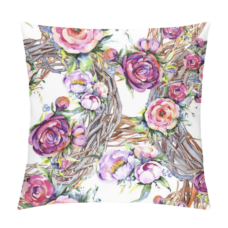 Personality  Watercolor Bouquet Pink Peony Flowes. Floral Botanical Flower.Seamless Background Pattern. Pillow Covers