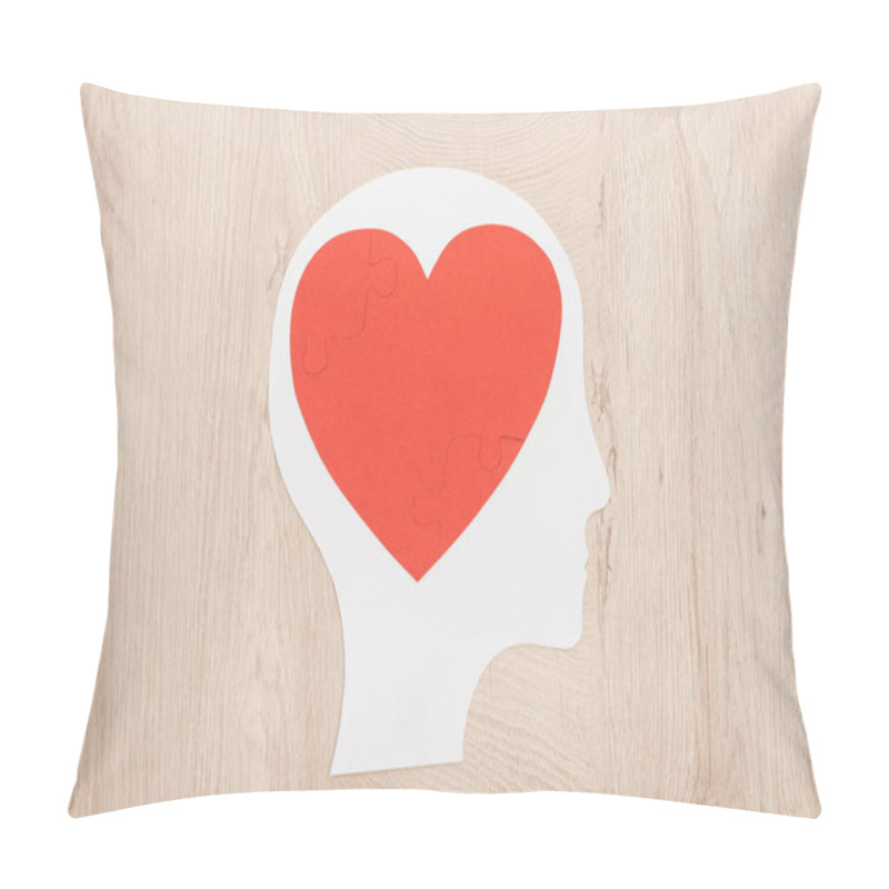 Personality  Top View Of Paper Face And Bright Empty Card With Copy Space Pillow Covers