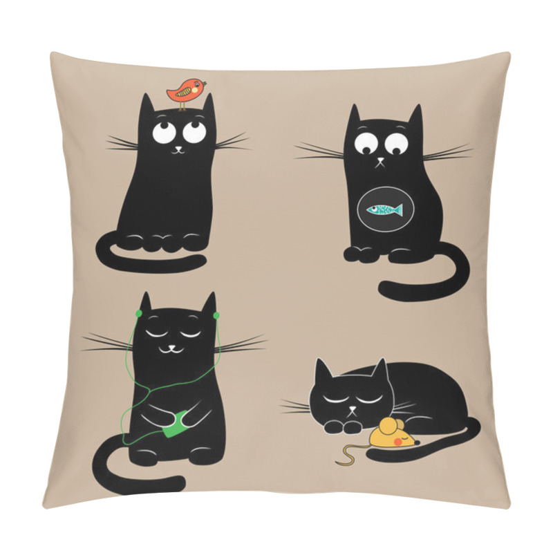 Personality  Funny Cats. Vector Illustration Pillow Covers