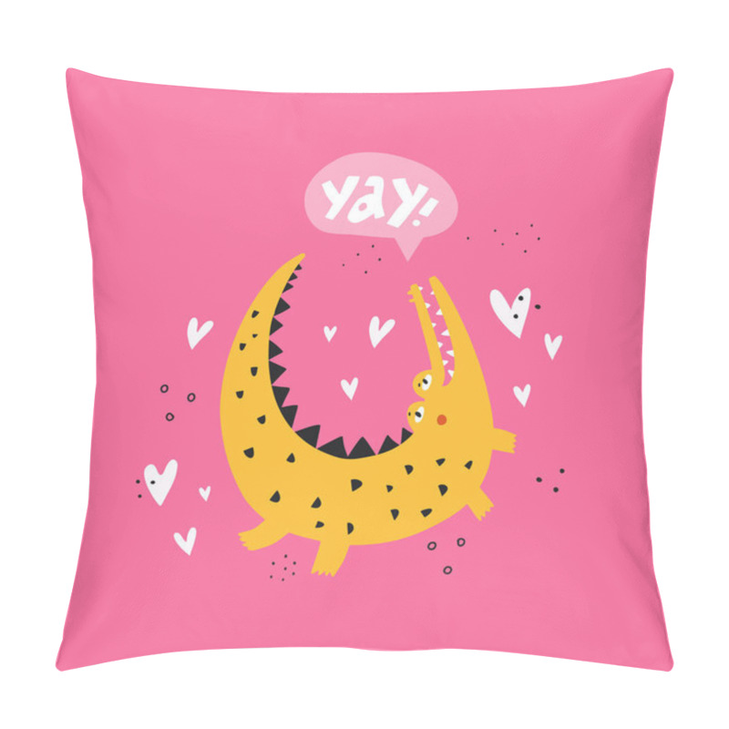 Personality  Funny Crocodile Flat Vector Illustration Pillow Covers