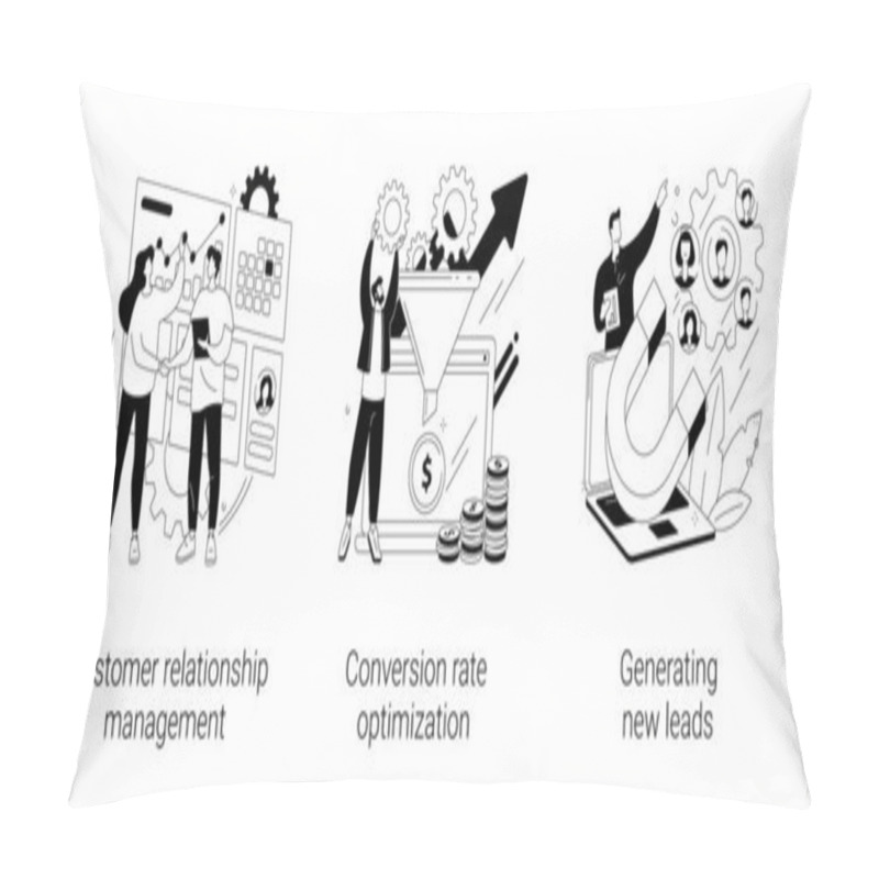 Personality  CRM Lead Management Abstract Concept Vector Illustrations. Pillow Covers