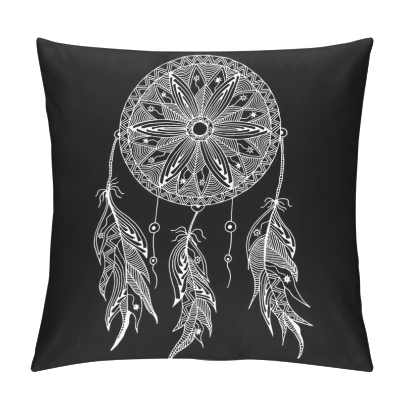 Personality  Monochrome Dream Catcher With Feathers Pillow Covers