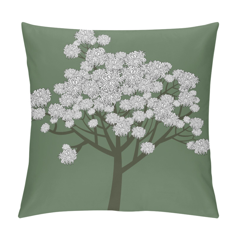 Personality  Vector Graphical Drawing Of Young Flowering Tree Pillow Covers