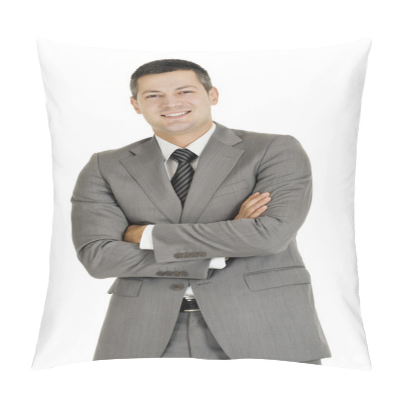 Personality  Businessman With Arms Folded Pillow Covers