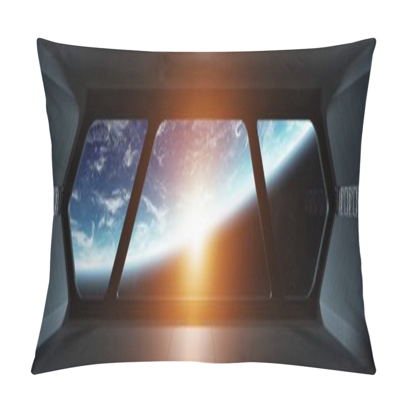 Personality  Spaceship Futuristic Interior With View On Planet Earth Pillow Covers