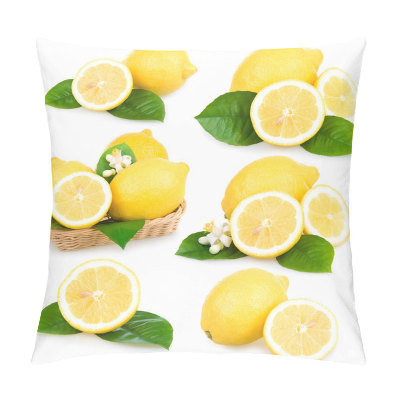 Personality  Set Of Ripe Lemon Fruits Isolated Pillow Covers