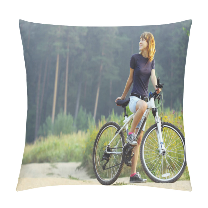 Personality  Woman On Bike Pillow Covers