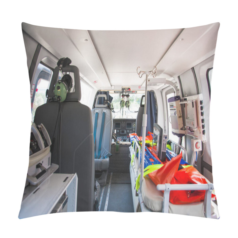 Personality  Inside Of Medical Helicopter With Emergency Life Support Equipment. Pillow Covers