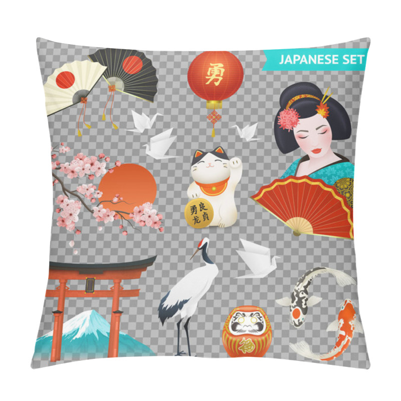 Personality  Japanese Symbols Set Transparent  Pillow Covers