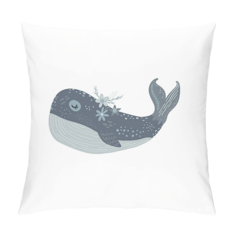 Personality  Nursery Poster With Cute Animal, Kids Wall Art With Whale And Flowers. Sea Inhabitants. Children Print Pillow Covers